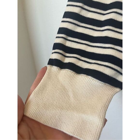 J crew Navy and Ivory Striped Crewneck Sweater NEW - Picture 4 of 5